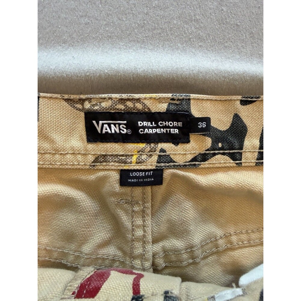 Vans Pants Mens 34 Drill Chore Carpenter All Over Print Loose Fit Off The Wall - Picture 5 of 12